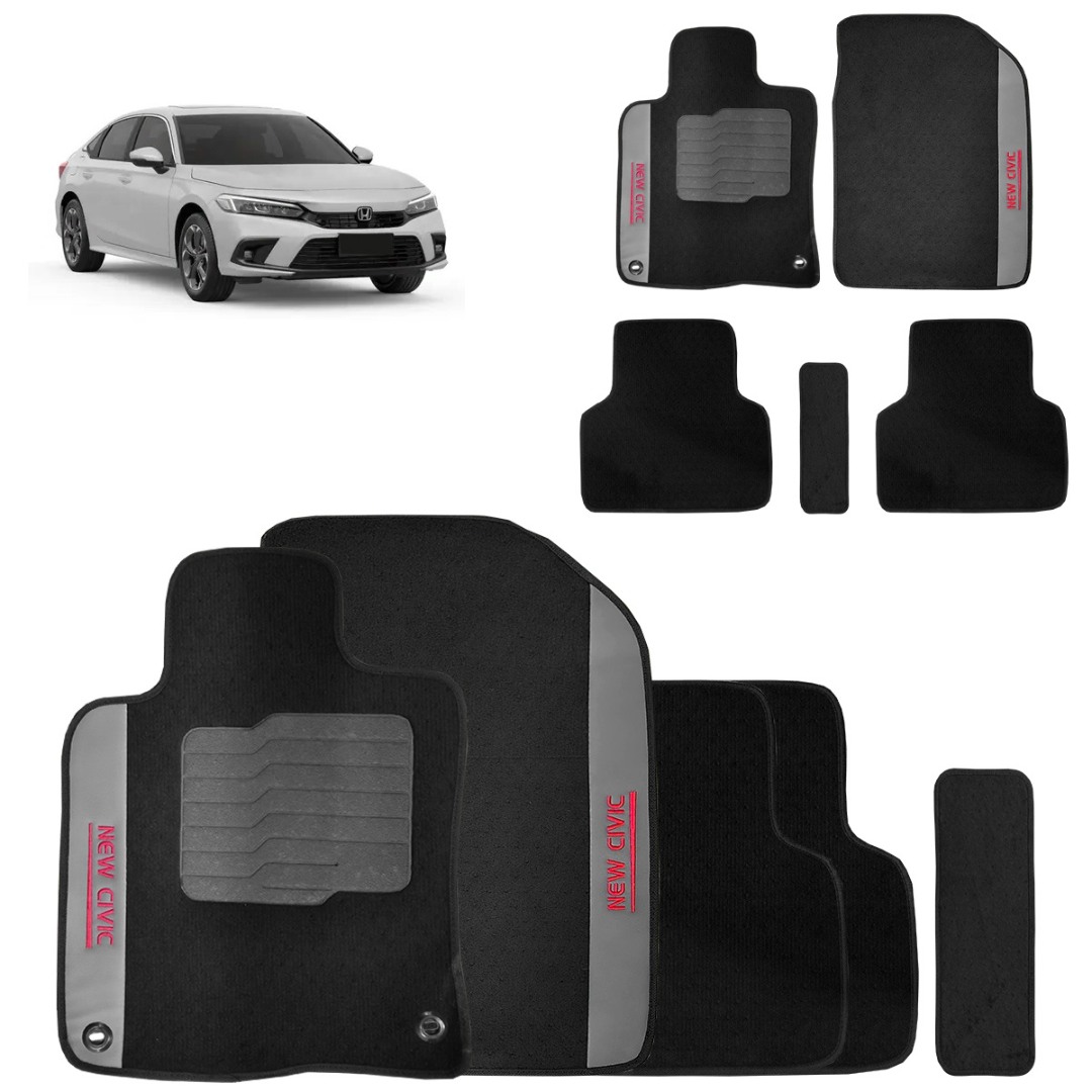 Jogo de Tapete Carpete New Civic 2017 a 2026 Preto 5 Peças