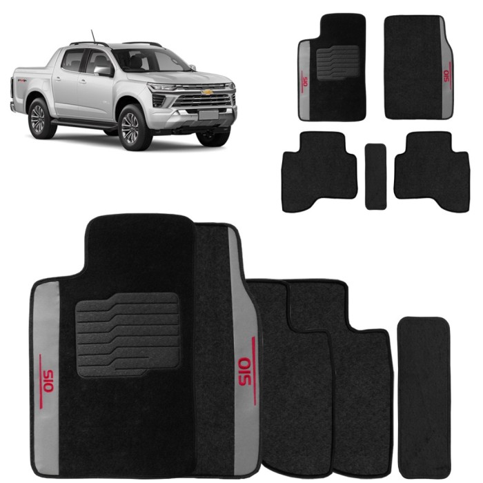 Jogo de Tapete Carpete S10 CD 2019 a 2026 Preto 5 Peças