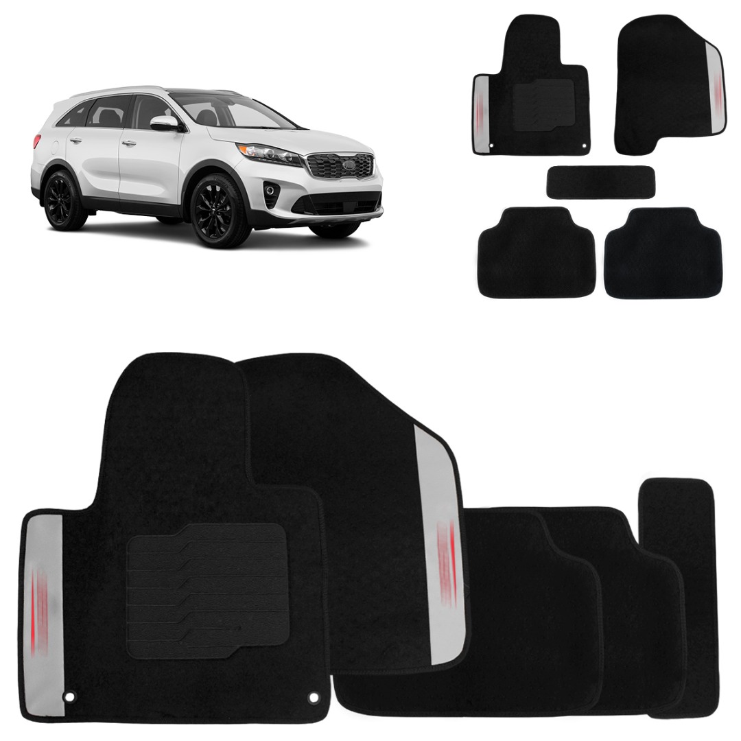 Jogo de Tapete Carpete Sorento 2014 a 2020 Preto 5 Peças
